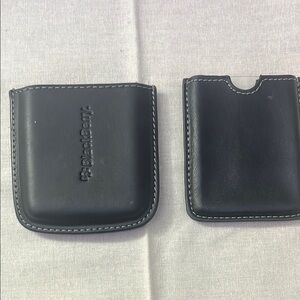 Black Leather BlackBerry Pouch Set